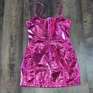 Nasty Gal hot pink metallic Dress